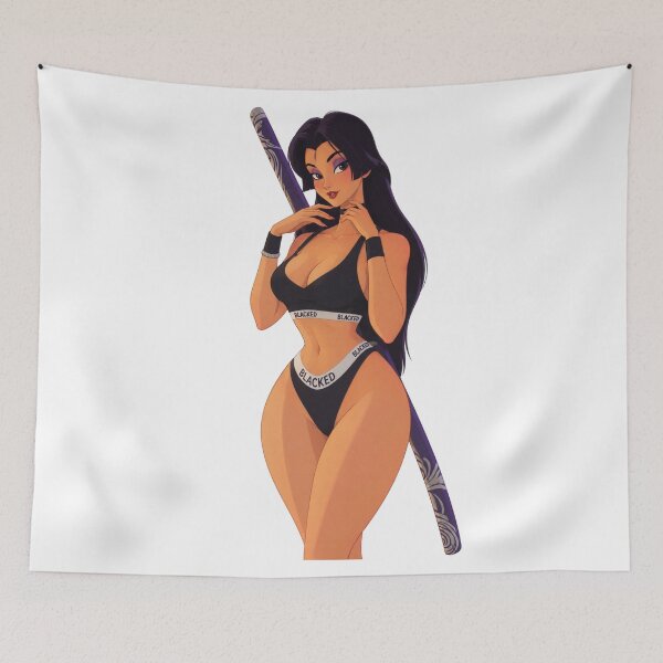 Item preview, Anime Ninja Girl Black Streetwear Katana - Retro 90s Cartoon Style designed and sold by  Hollow Moon Studios..