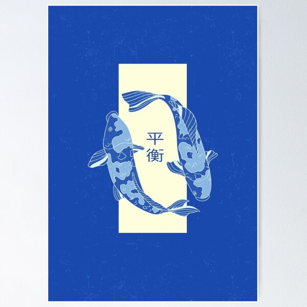 Item preview, Japanese Koi Fish Blue Aesthetic Art Print designed and sold by beautyinlove.