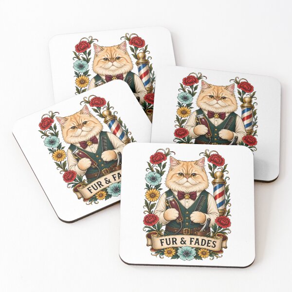 Item preview, Fur Fades Vintage Barber Cat Art designed and sold by Old's Cool Cat Studio.