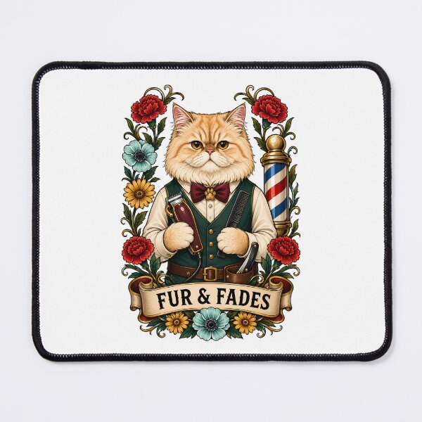 Item preview, Fur Fades Vintage Barber Cat Art designed and sold by Old's Cool Cat Studio.