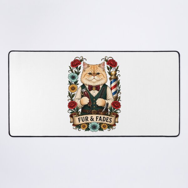 Item preview, Fur Fades Vintage Barber Cat Art designed and sold by Old's Cool Cat Studio.