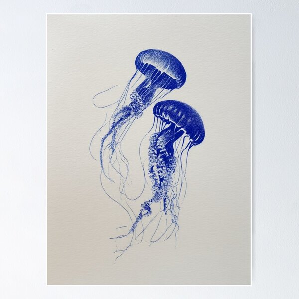 Item preview, Twin Jellyfish Blue Art Ocean Aesthetic Minimalist designed and sold by beautyinlove.