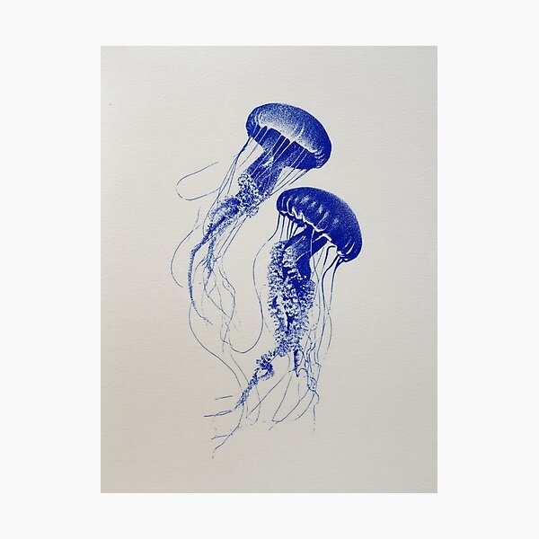 Item preview, Twin Jellyfish Blue Art Ocean Aesthetic Minimalist designed and sold by beautyinlove.