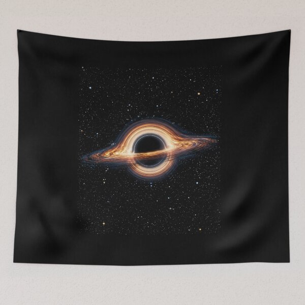 Item preview,  Black Hole Event Horizon – Fiery Accretion Disk, Cosmic Space and Blue Relativistic Jet designed and sold by SOUFIANE1991.