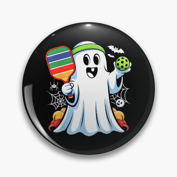 Item preview, Spooky Dink Boo Ghost Playing Pickle Ball Halloween Pickle designed and sold by ZariahNey.