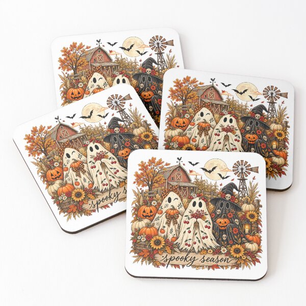 Item preview, Spooky Season Ghost Trio Autumn Farmhouse Barn Art designed and sold by DesignArtist.ia.