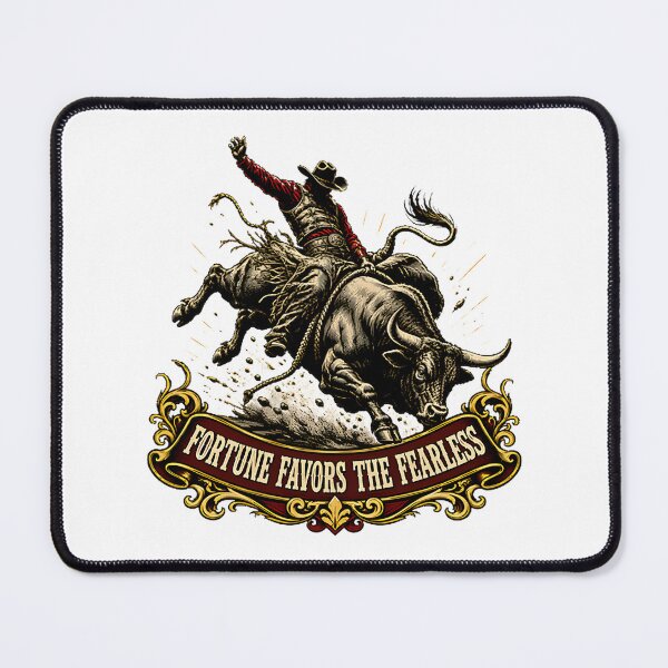 Item preview, Fortune Favors the Fearless Bull Rider Inspirational Western Design designed and sold by hannahnormann.