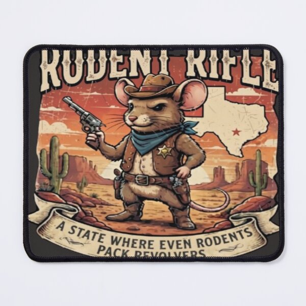 Item preview, Texas Rodent Rifle Vintage Cowboy Mouse Art designed and sold by FABIOLA1970.