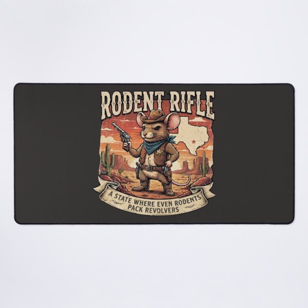 Item preview, Texas Rodent Rifle Vintage Cowboy Mouse Art designed and sold by FABIOLA1970.