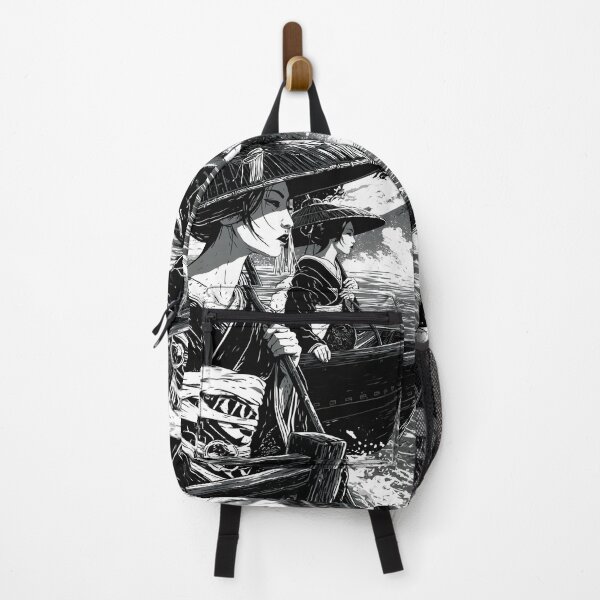 Item preview, Ukiyo-e Women in Boat Black and White Manga Art designed and sold by GrinGalore.