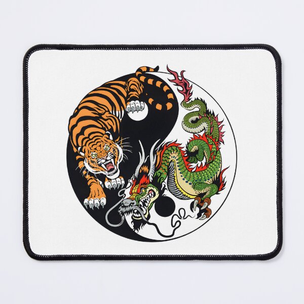 Item preview, Chinese Dragon and Tiger Tattoo Design Featuring Yin and Yang Symbol designed and sold by laxxers.