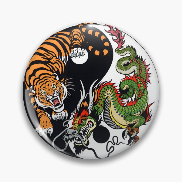 Item preview, Chinese Dragon and Tiger Tattoo Design Featuring Yin and Yang Symbol designed and sold by laxxers.