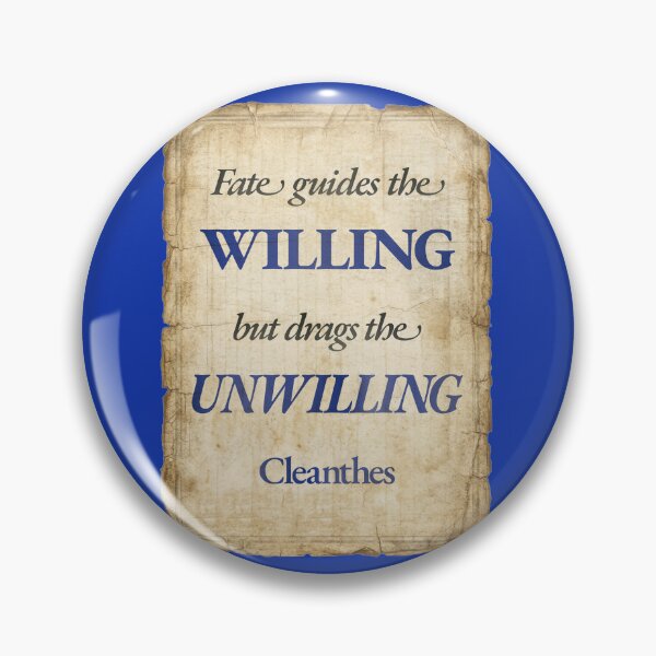 Item preview, Fate Guides the Willing but Drags the Unwilling - Cleanthes - Vintage Distressed Stoic Quote - Egyptian Blue Version designed and sold by Stoic Core.