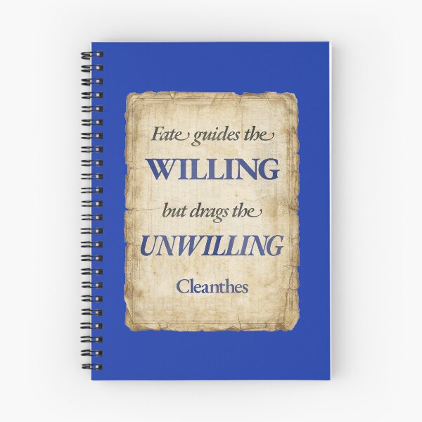 Item preview, Fate Guides the Willing but Drags the Unwilling - Cleanthes - Vintage Distressed Stoic Quote - Egyptian Blue Version designed and sold by Stoic Core.