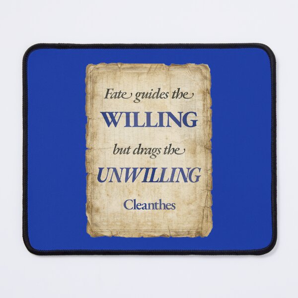 Item preview, Fate Guides the Willing but Drags the Unwilling - Cleanthes - Vintage Distressed Stoic Quote - Egyptian Blue Version designed and sold by Stoic Core.
