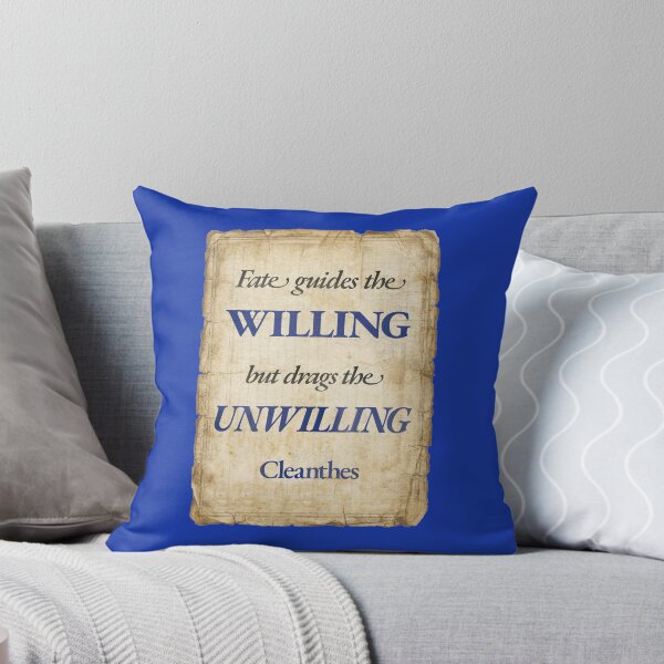 Item preview, Fate Guides the Willing but Drags the Unwilling - Cleanthes - Vintage Distressed Stoic Quote - Egyptian Blue Version designed and sold by Stoic Core.