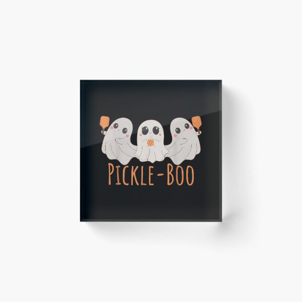 Item preview, Spooky Dink Fun Pickle Boo Ghost Playing Pickleball designed and sold by ZariahNey.