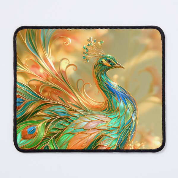 Item preview, Vibrant Majestic Peacock with Red, Green, and Gold Accents designed and sold by MargaretWiktor.