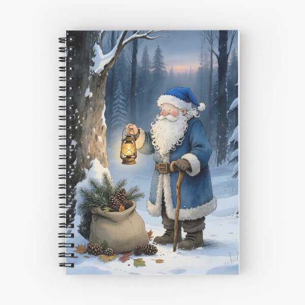Item preview, Santa Claus in Snowy Forest with Lantern Whimsical Illustration designed and sold by Connys Colorful World.