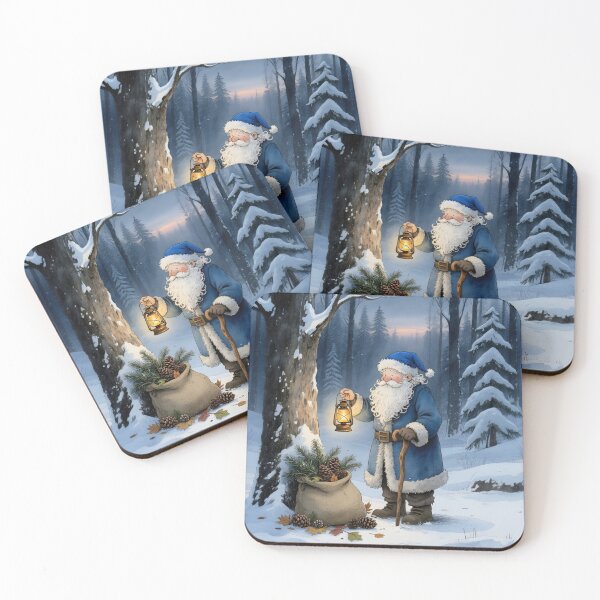 Item preview, Santa Claus in Snowy Forest with Lantern Whimsical Illustration designed and sold by Connys Colorful World.
