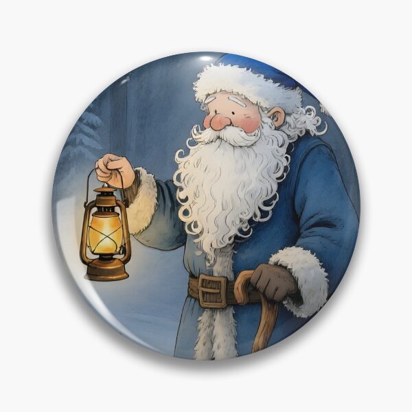 Item preview, Santa Claus in Snowy Forest with Lantern Whimsical Illustration designed and sold by Connys Colorful World.