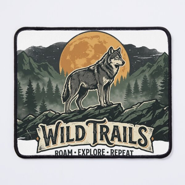 Item preview, Wild Trails Wolf Moon Vintage Outdoor Adventure designed and sold by meghnad.