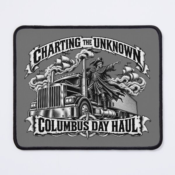 Item preview, Charting The Unknown | Columbus Day Haul | Skeleton Captain Semi Truck Art designed and sold by NomadForge.