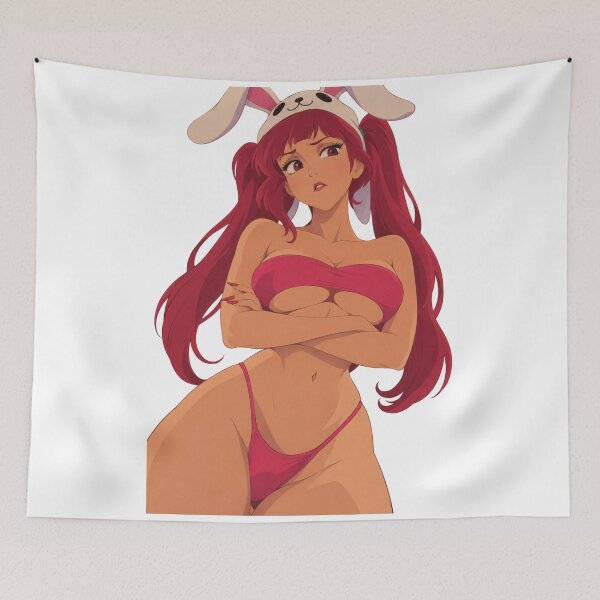 Item preview, Anime Bunny Girl Red Hair Tsundere - Retro 90s Cartoon Style designed and sold by  Hollow Moon Studios..