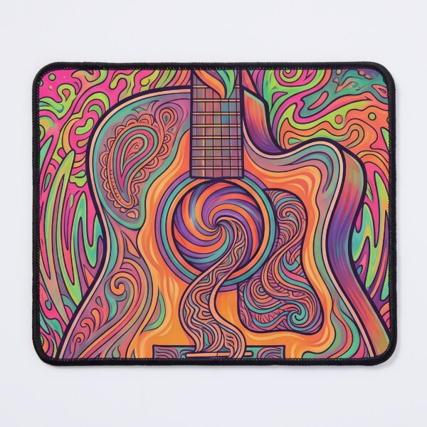 Item preview, 70s Psychedelic Swirling Vortex Acoustic Guitar Art designed and sold by AURA Vibes.