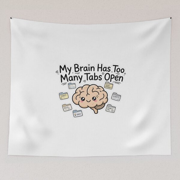 Item preview, My Brain Has Too Many Tabs Open - Funny Brain Mental Health Sticker designed and sold by Htkester1.