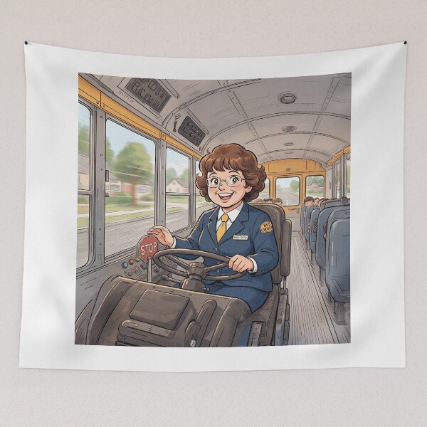 Item preview, Smiling School Bus Driver Anime Style designed and sold by Home Decor Art.