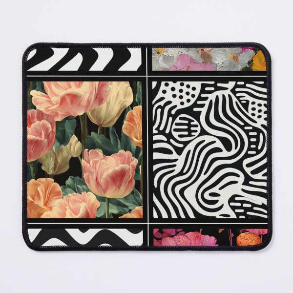 Item preview, Fun Checkered Floral Black and White Pattern designed and sold by Pattern Wilde Studio Co..