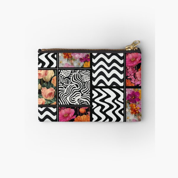 Item preview, Fun Checkered Floral Black and White Pattern designed and sold by Pattern Wilde Studio Co..