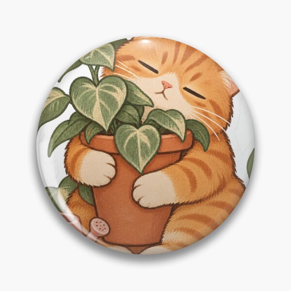 Item preview, Sleepy Cat Hugging a Plant | Cute Cat and Houseplant Illustration designed and sold by morikuma.