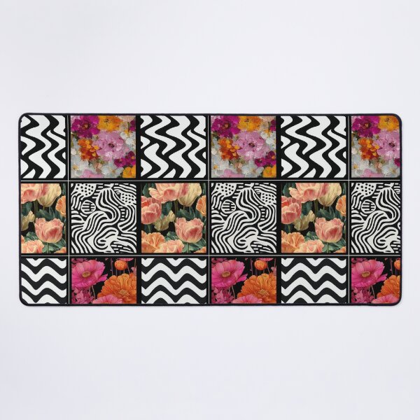 Item preview, Fun Checkered Floral Black and White Pattern designed and sold by Pattern Wilde Studio Co..