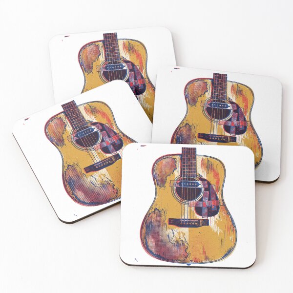 Item preview, Gritty Risograph Textured Worn Guitar Print Art designed and sold by AURA Vibes.
