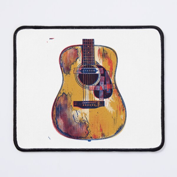 Item preview, Gritty Risograph Textured Worn Guitar Print Art designed and sold by AURA Vibes.