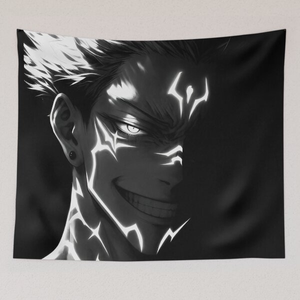 Item preview, Monochrome Dark Warrior – Glowing Marked Face Gothic Anime Inspired Art designed and sold by Dyan4.