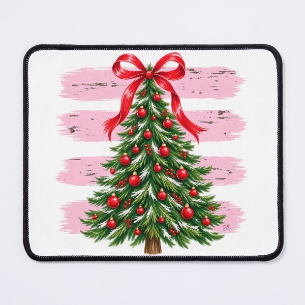 Item preview, Coquette Christmas Tree Red Bow Pink Brushstroke Art designed and sold by DesignArtist.ia.