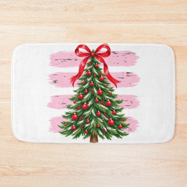Item preview, Coquette Christmas Tree Red Bow Pink Brushstroke Art designed and sold by DesignArtist.ia.