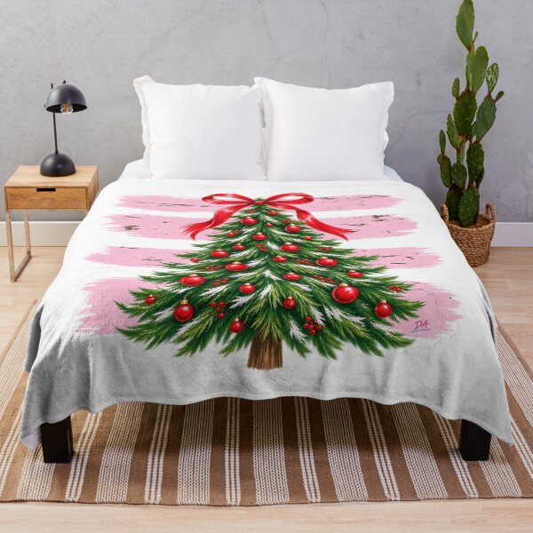 Item preview, Coquette Christmas Tree Red Bow Pink Brushstroke Art designed and sold by DesignArtist.ia.