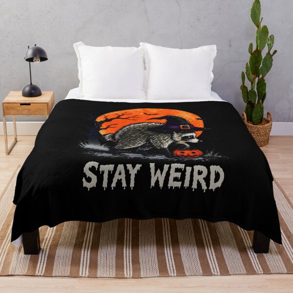 Item preview, Stay Weird Raccoon Witch Halloween Tee designed and sold by Catspeachy.