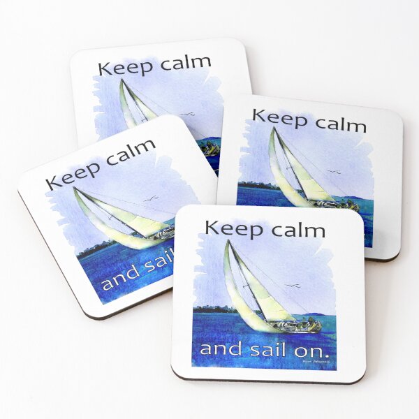 Item preview, Original watercolor of a sail boat with the saying, Keep Calm and Sail On. designed and sold by aswoa.