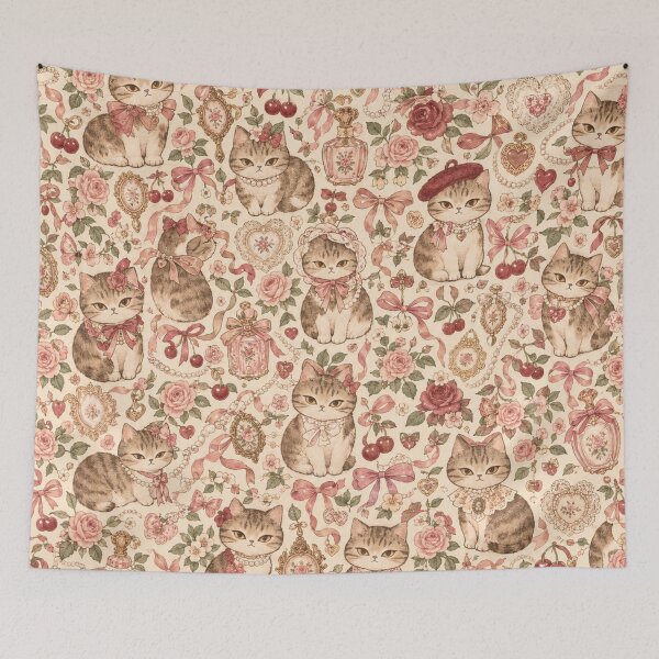 Item preview, Vintage Floral Cat Pattern designed and sold by Iampoji.