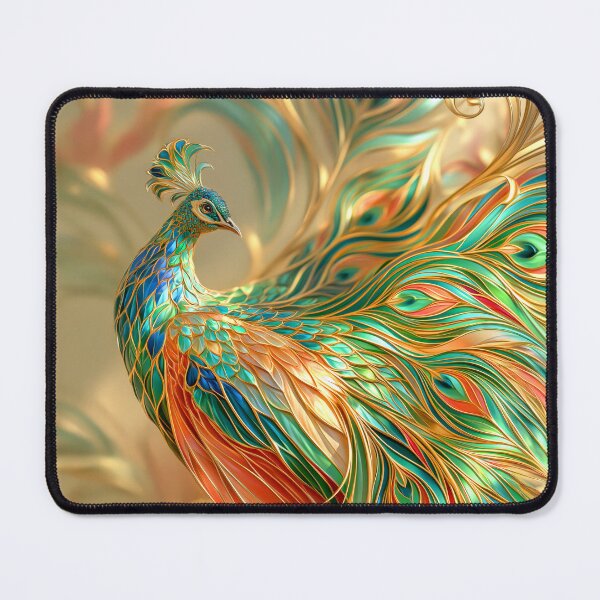 Item preview, Vibrant Majestic Peacock with Red, Green, and Gold Accents designed and sold by MargaretWiktor.