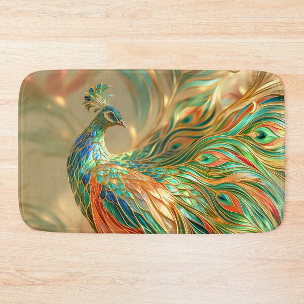 Item preview, Vibrant Majestic Peacock with Red, Green, and Gold Accents designed and sold by MargaretWiktor.