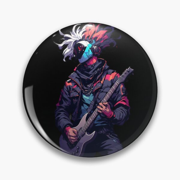 Item preview, Cyberpunk Guitarist Futuristic Neon Rock Anime Design designed and sold by UrbanPrts.