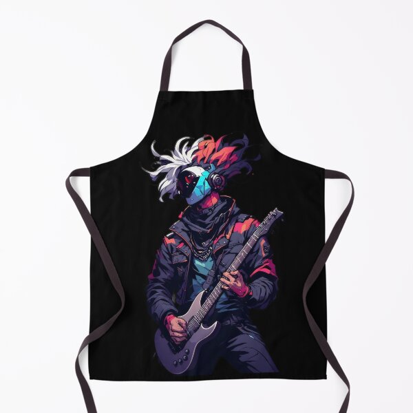 Item preview, Cyberpunk Guitarist Futuristic Neon Rock Anime Design designed and sold by UrbanPrts.