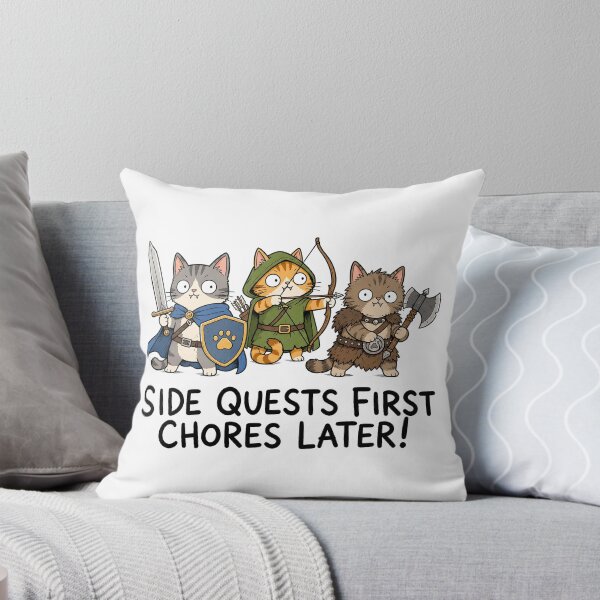 Item preview, Side Quests First Chores Later Funny RPG Cat Gamer designed and sold by ShirtWreck.