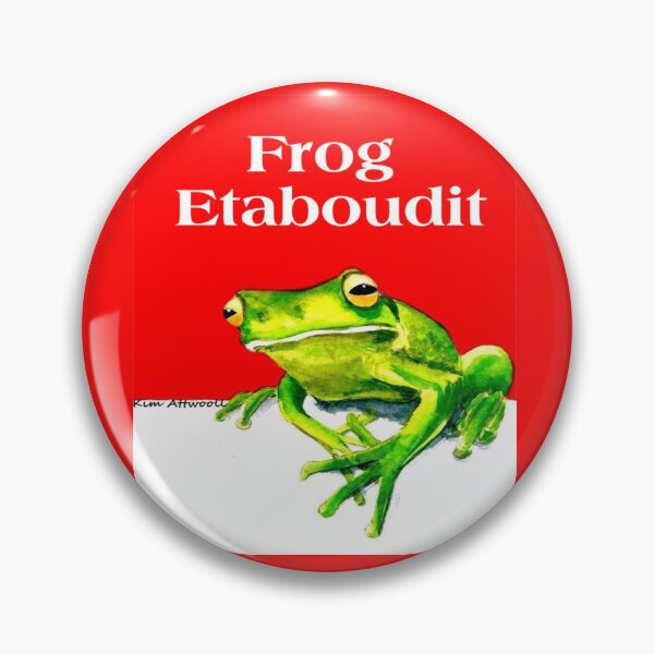 Item preview, Original watercolor of a green frog on a red background with the play on words, Frogetaboudit designed and sold by aswoa.